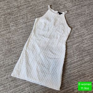 White House Black Market white lace halter mini dress geometric pattern size 6